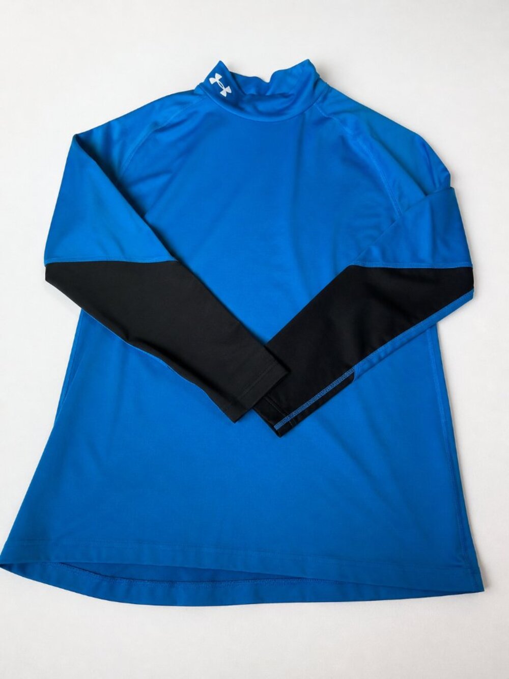 Under Armour ColdGear Mock Neck Long Sleeve Shirt Men's XL Blue Black